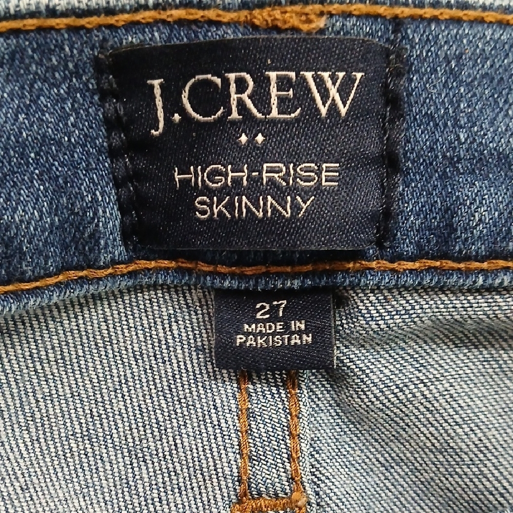 J. Crew High Rise Button Skinny Jeans Frayed Ankles 27 - Picture 5 of 7